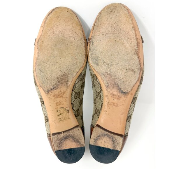 Vintage Gucci Bamboo Horsebit Ballet Flats GG Canvas US 8.5B - Picture 9 of 9